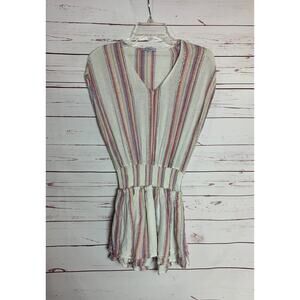 RAILS Women's XS Lucca Havana Striped Linen Blend Sleeveless Smocked Mini Dress